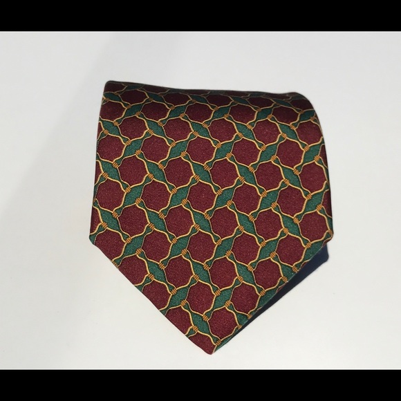 Brooks Brothers Maroon with Green/Gold Neck Tie - Picture 1 of 5